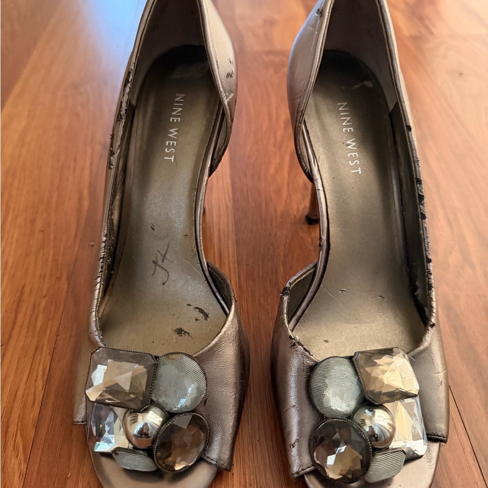 Nine West Metallic Embellished Heels